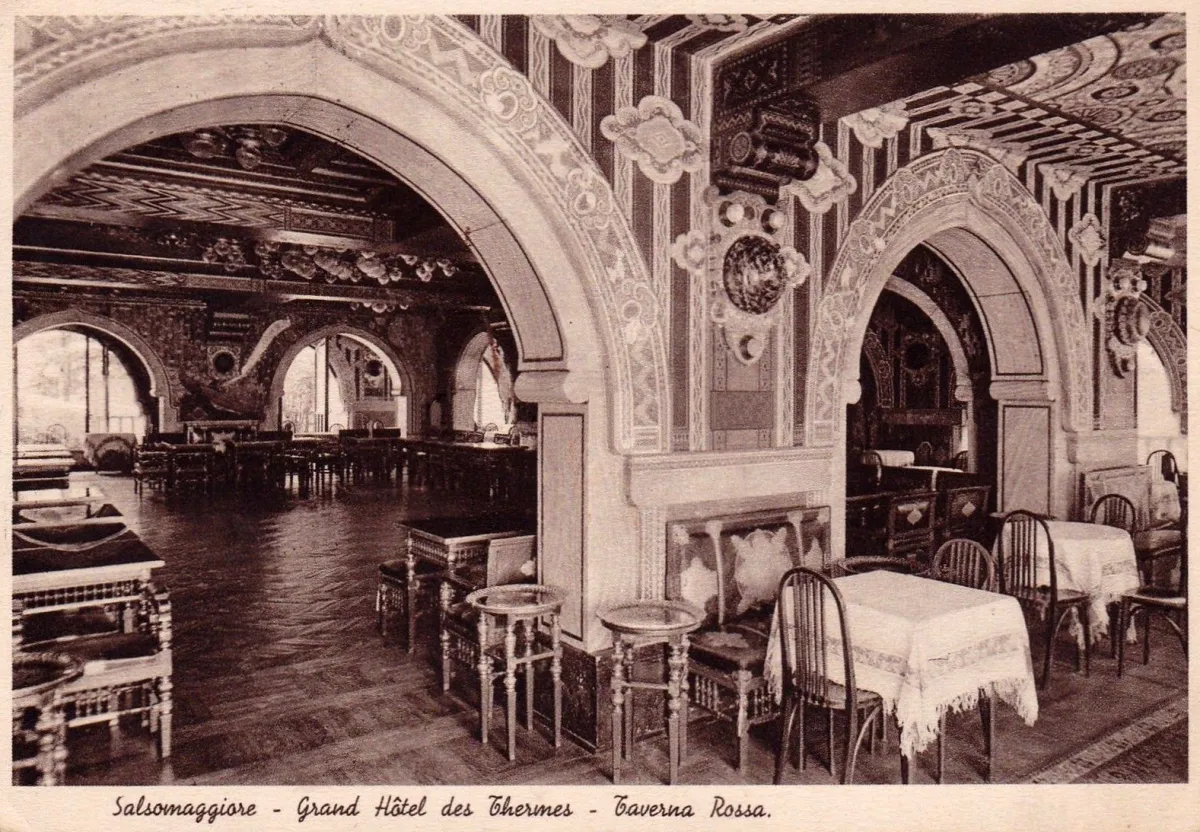 The Taverna Rossa (Red Tavern) decorated by Galileo Chini in the Palazzo dei Congressi, Salsomaggiore